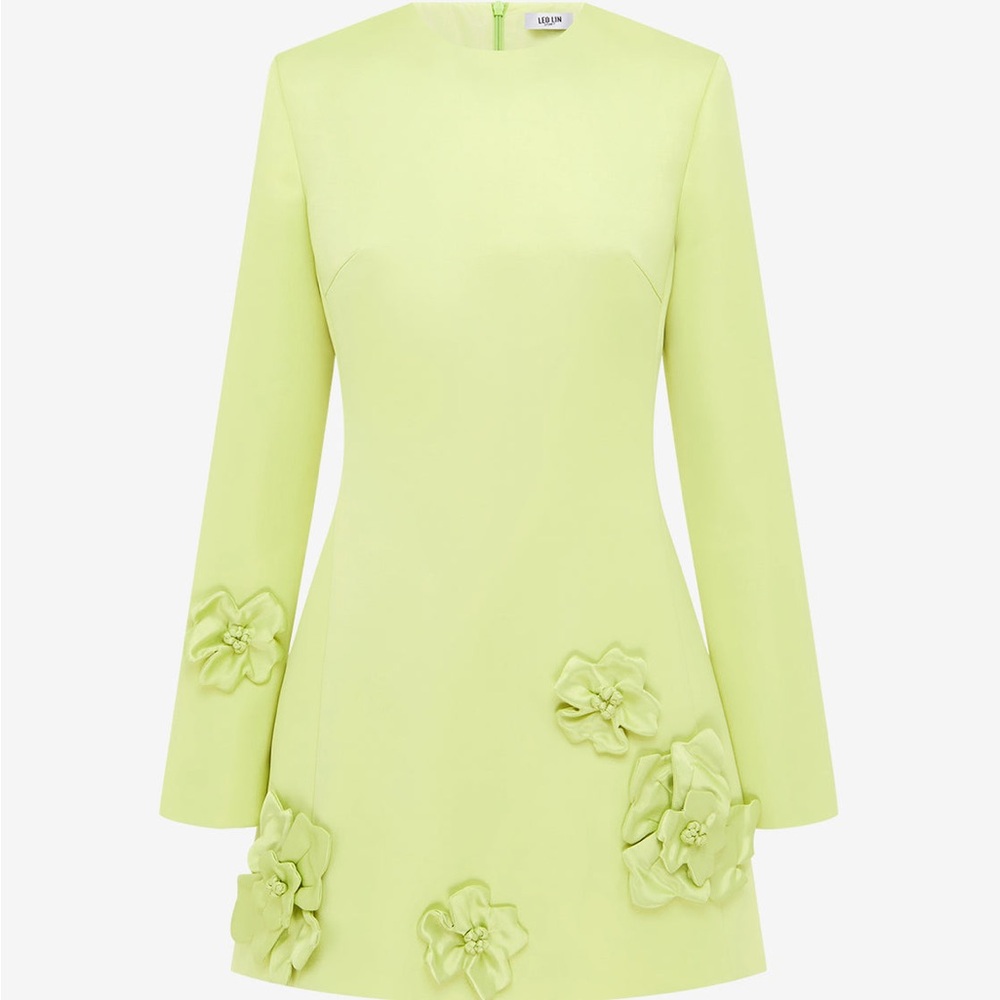 Leo Lin designer mini dress with floral accent
